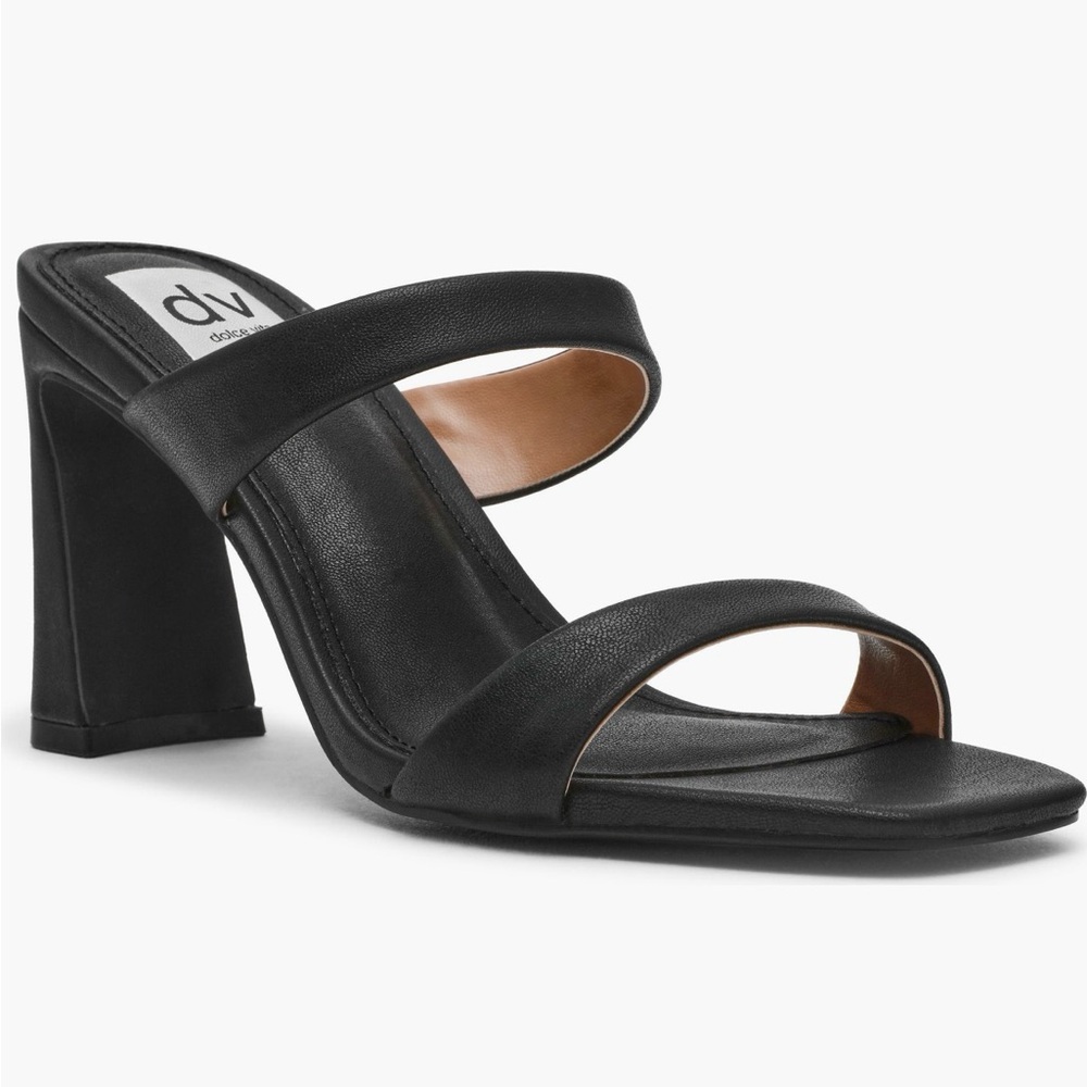 Black DV by Dolce Vita Open Toe Slip On Block Heel